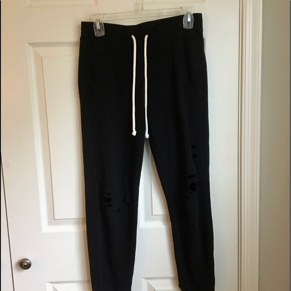 Abercrombie black ripped sweatpants